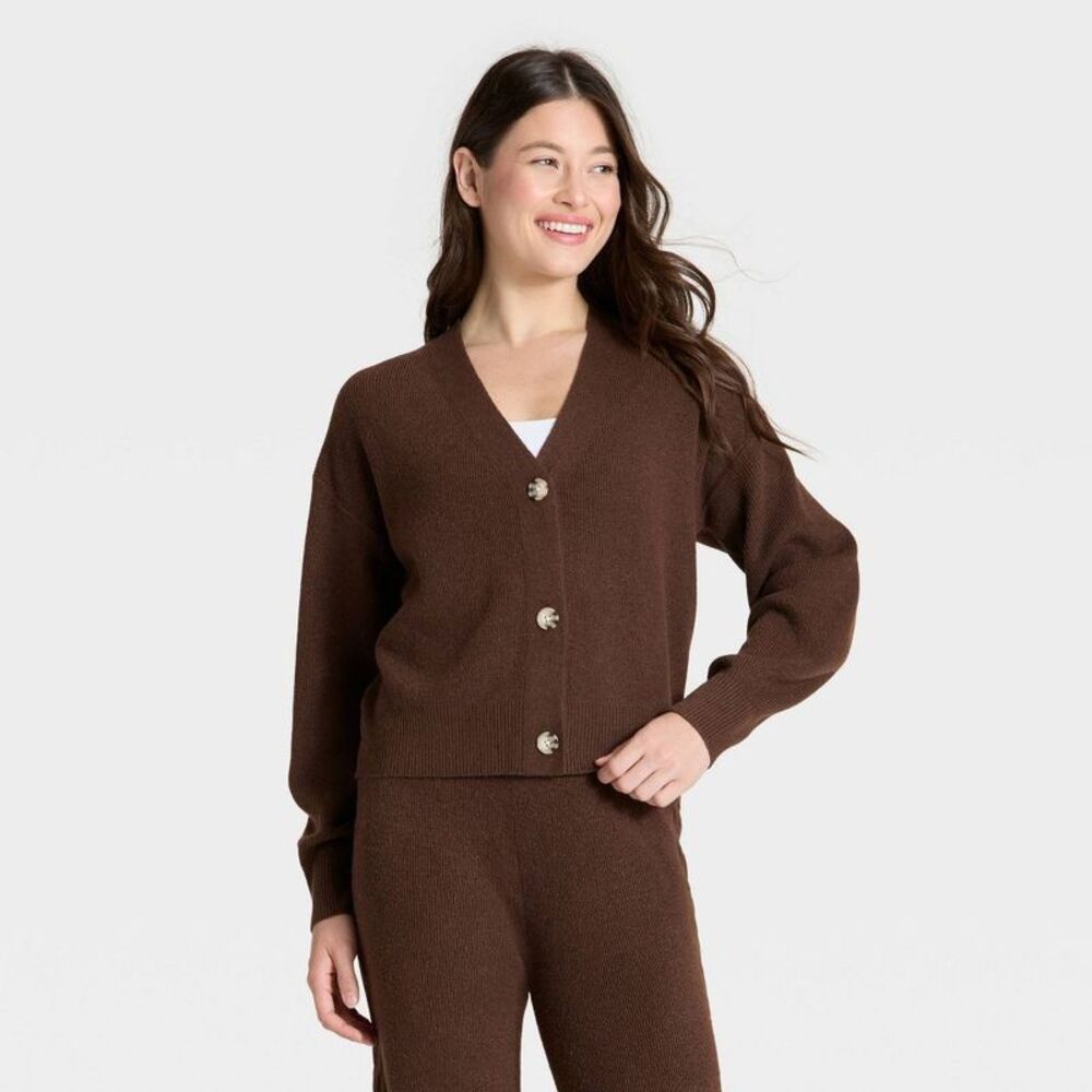 Auden - Women's Stitched Sweater Cardigan - Auden Heather  Brown